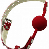 Красный силиконовый кляп с фиксацией и замочком