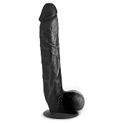 Черный фаллоимитатор-гигант на присоске Long Logan 10’’ Dildo with Balls - 27,4 см. фото в интим магазине Love Boat
