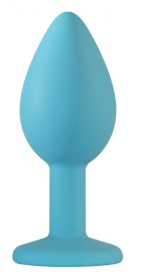 Голубая анальная пробка Cutie Small с фиолетовым кристаллом - 7,5 см. фото в интим магазине Love Boat