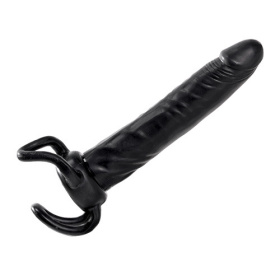 Чёрная насадка-фаллос для двойного проникновения INFLATABLE DILDO SLIM DONG  - 13,5 см. фото в интим магазине Love Boat