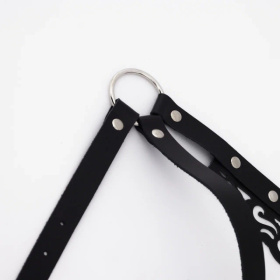 Черная резная портупея с клепками