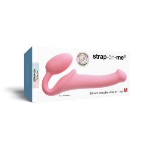 Розовый безремневой страпон Strap-on-me Semi-Realistic Bendable Strap-On size M