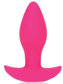 Розовая коническая анальная вибровтулка с ограничителем - 8,5 см. фото в интим магазине Love Boat