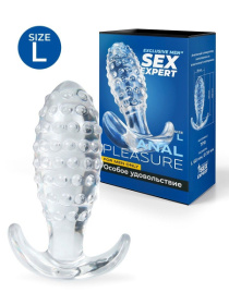 Прозрачная анальная пробка с шишечками - 10 см. фото в интим магазине Love Boat