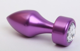 
Фиолетовая анальная пробка с широким основанием и прозрачным кристаллом - 7,8 см. фото в интим магазине Love Boat