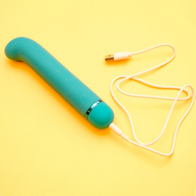 Бирюзовый перезаряжаемый вибратор Flamie - 18,5 см.