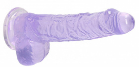 Фиолетовый фаллоимитатор Realrock Crystal Clear 7 inch - 19 см.