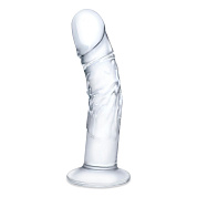 Стеклянный фаллоимитатор из стекла 7’’ Curved Realistic Glass Dildo With Veins - 15,9 см. фото в интим магазине Love Boat