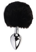 Серебристая анальная втулка с заячьим хвостиком Frolics Fur Tail Butt Plug фото в интим магазине Love Boat