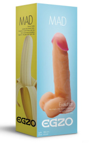 Телесный фаллоимитатор Mad Banana из киберкожи с присоской - 19 см. фото в интим магазине Love Boat