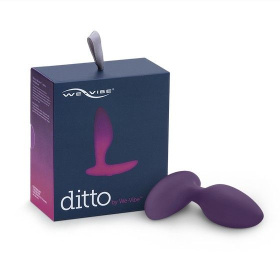 Фиолетовая анальная пробка для ношения Ditto с вибрацией и пультом ДУ - 8,8 см. фото в интим магазине Love Boat