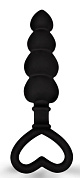 Черная рельефная анальная цепочка с ручкой-сердечком - 15 см. фото в интим магазине Love Boat