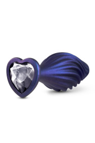 Фиолетовая анальная пробка с кристаллом-сердцем Matrix Swirling Bling Plug - 11,4 см.