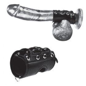 
Чёрная утяжка на пенис со шнуровкой 100% PVC STRAP WITH METAL SNAP фото в интим магазине Love Boat