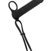 Черная вибронасадка для двойного проникновения Rori - 17 см.