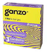 Тонкие презервативы для большей чувствительности Ganzo Sence - 3 шт. фото в интим магазине Love Boat