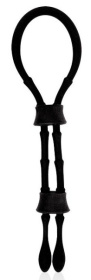 Черное силиконовое эрекционное кольцо-лассо с двумя утяжками фото в интим магазине Love Boat