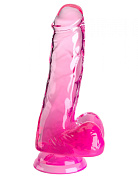 Розовый фаллоимитатор с мошонкой на присоске 6’’ Cock with Balls - 17,8 см. фото в интим магазине Love Boat
