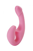 Розовый безремневой страпон из силикона - 22 см. фото в интим магазине Love Boat