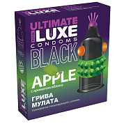 Черный стимулирующий презерватив  Грива мулата  с ароматом яблока - 1 шт. фото в интим магазине Love Boat