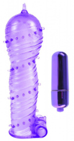 Фиолетовая вибронасадка Textured Sleeve   Bullet - 14 см. фото в интим магазине Love Boat