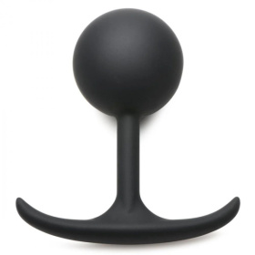 Черная анальная пробка с утяжелением Comfort Plugs Premium Silicone 4.7’’ Weighted Round Plug - 12 см. фото в интим магазине Love Boat