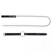 
Черный поводок и чокер с кольцом Rada фото в интим магазине Love Boat