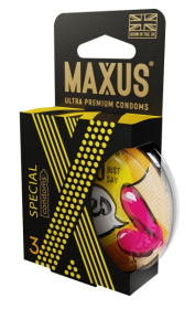 Презервативы с точками и рёбрами в пластиковом кейсе MAXUS AIR Special - 3 шт. фото в интим магазине Love Boat