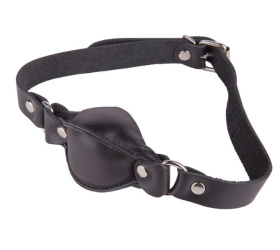 
Чёрный кожаный кляп на регулируемых ремешках фото в интим магазине Love Boat