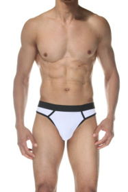 Белые мужские трусы-стринги фото в интим магазине Love Boat