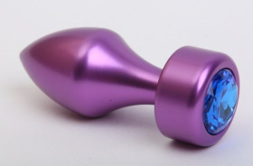 
Фиолетовая анальная пробка с широким основанием и синим кристаллом - 7,8 см. фото в интим магазине Love Boat