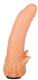 Телесная гелевая насадка-фаллос с клиторальными лепестками - 18,5 см.