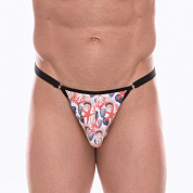 Мужские трусы-тонги с принтом в виде разноцветных ракушек фото в интим магазине Love Boat