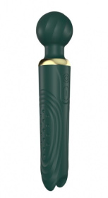 Зеленый двусторонний вибратор-wand Secwell - 22 см. фото в интим магазине Love Boat