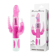 Розовый вибратор-ротатор с анальным и клиторальным стимуляторами - 22,3 см. фото в интим магазине Love Boat