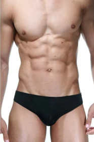 Мужские черные слипы с белым кружевом сзади фото в интим магазине Love Boat