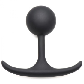 Черная анальная пробка с утяжелением Premium Silicone 3.3  Weighted Round Plug - 8,4 см. фото в интим магазине Love Boat