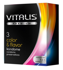 Цветные ароматизированные презервативы VITALIS PREMIUM color   flavor - 3 шт. фото в интим магазине Love Boat