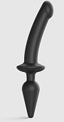 Черный двусторонний фаллоимитатор Strap-On-Me Dildo Plug-In Switch size L фото в интим магазине Love Boat
