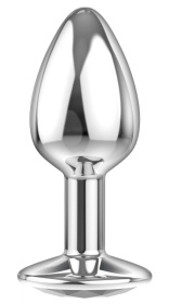 Малая серебристая анальная пробка Sparkle Small с прозрачным кристаллом - 7 см.