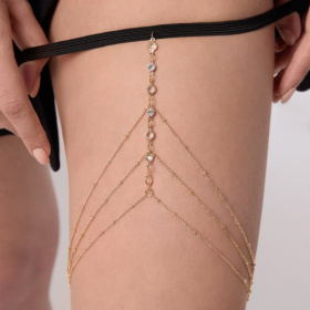 Золотистый аксессуар на бедро с оригинальным дизайном фото в интим магазине Love Boat