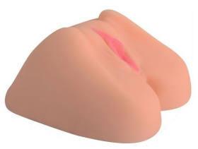 Телесная вагина с розовыми губками и двумя отверстиями фото в интим магазине Love Boat