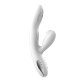 Белый вибратор-кролик Eria с вакуумной стимуляцией, функцией tapping и нагревом - 21,5 см. фото в интим магазине Love Boat