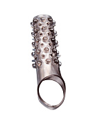 Дымчатая насадка на пенис с шипами и выпуклостями - 12 см. фото в интим магазине Love Boat