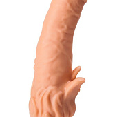 Гелевый вибратор с клиторальными лепестками - 18,5 см.