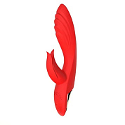Красный вибратор-кролик 5’’ Silicone Kissing - 20,2 см. фото в интим магазине Love Boat