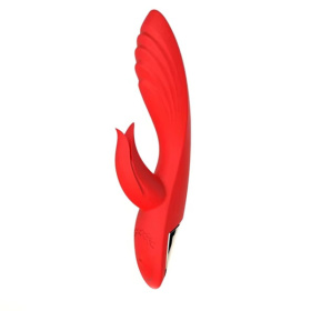 Красный вибратор-кролик 5’’ Silicone Kissing - 20,2 см. фото в интим магазине Love Boat
