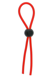 Красное эрекционное лассо с одной бусиной-утяжкой STRETCHY THIN LASSO фото в интим магазине Love Boat
