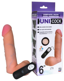 Фаллическая насадка Харнесс UNICOCK 6  с вибрацией - 18 см. фото в интим магазине Love Boat