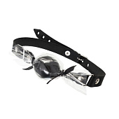 Черный кляп-леденец на кожаных ремешках